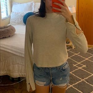 White long sleeve with button sleeves